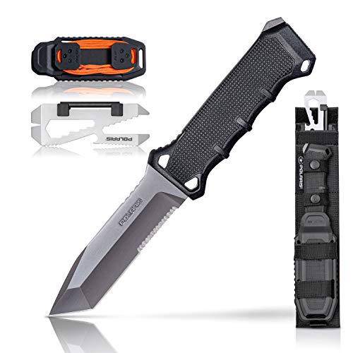 Polaris 10-Inch Hunting and Survival Tanto Blade Knife With Twice Injected Glass-Filled Nylon Handle with Integrated Knife Sharpener, and Multi-Tool Included.