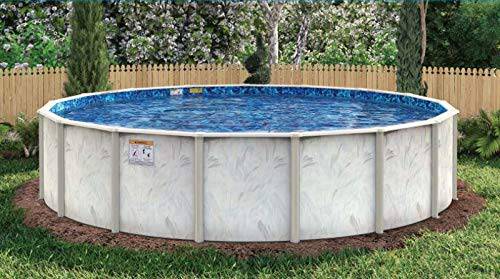 Pool 27 Ft Round x 52 Inch H Above Ground Galvanized Steel Enamel - 1.5 HP Pump - Filter - Liner Overlap Solid Blue - A-Frame Ladder - Vacuum - Leaf Skimmer - Wall Brush - Pole - Cove - Bead Track