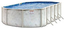 Pool 8 Ft x 12 Ft Oval x 52 Inch H Above Ground Galvanized Steel Enamel - 1.0 HP Pump - Sand Filter - GLI Uni-Bead Liner South Beach - Locking A-Frame Ladder - Vacuum - Brush - Pole - Leaf Net