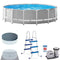 Pool, Above Ground Pool, Swimming Pool, Summer Paddling Pool, Metal Frame Pool, 15Ft X 48In Round Pool Frame Round Tube Pool Backyard Pools with Filter Pump, Ladder, Cover Cloth and Ground Cloth