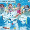 Pool Diving Toys for Kids, 4 Diving Rings / 4 Diving Torpedo Bandits / 3 Diving Sticks / 8 Underwater Treasures, Underwater Swimming Gift for Kids