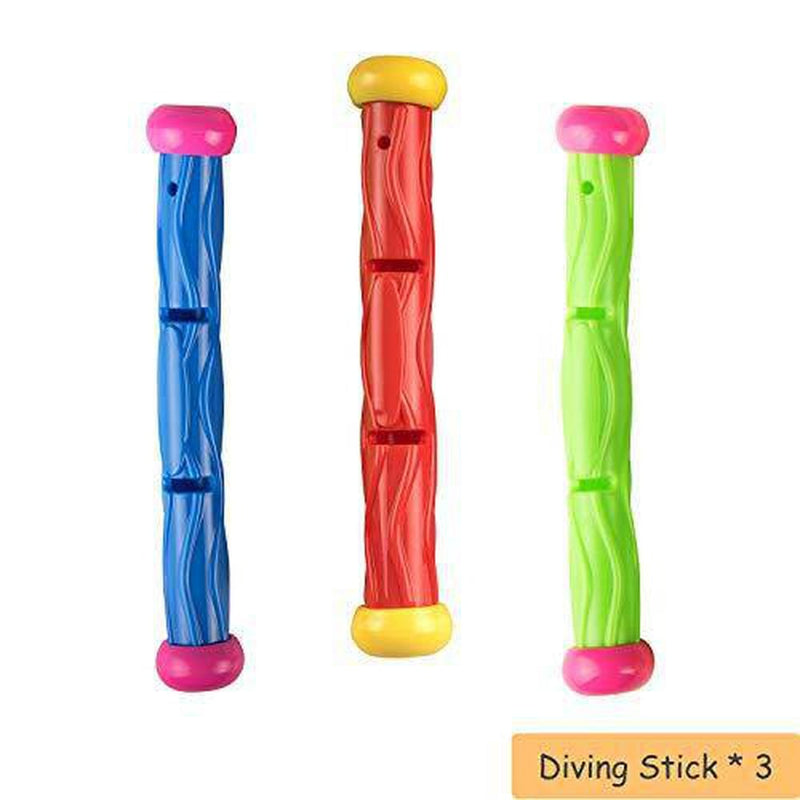 Pool Diving Toys for Kids, 4 Diving Rings / 4 Diving Torpedo Bandits / 3 Diving Sticks / 8 Underwater Treasures, Underwater Swimming Gift for Kids