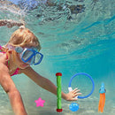Pool Diving Toys Kit, 19 pcs Underwater, Diving Rings, Diving Torpedo, Diving Sticks, Dive Jellyfish Shell, Sinking Diving Toys, Swimming Pool Toys for Kids (1 Set)