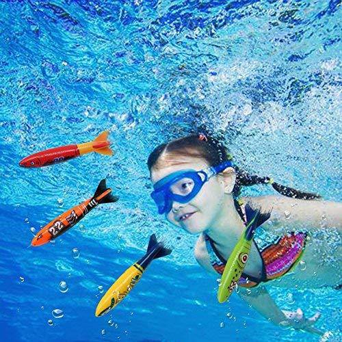Pool Diving Toys Throwing Bandits Underwater Gliding Shark Swimming Glides Toys Small Water Rockets 4 Colorful Fun Toy for The Pool and Bath