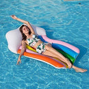 Pool floats,inflatable sun lounger,floating bed,Water hammock,180110cm Inflatable Rainbow Float Cloud Bed Summer Swimming Ring For Adult Kids Water Party Toys Rainbow Floating Row Mengheyuan