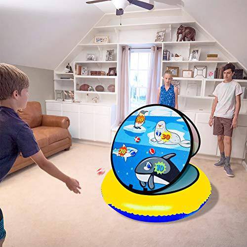 Pool Game Toys Inflatable Pool Ring Toss Game, Pool Toys for Teens and Adults with Pool Floats Rafts Sticky Balls 24" Summer Toys Yard Games Party Birthday Gifts for Kids Cornhole Board Beach Toys