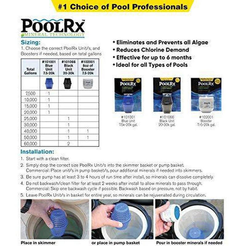 Pool RX 101003 Swimming Pool Algaecide, 4 Pack, Blue