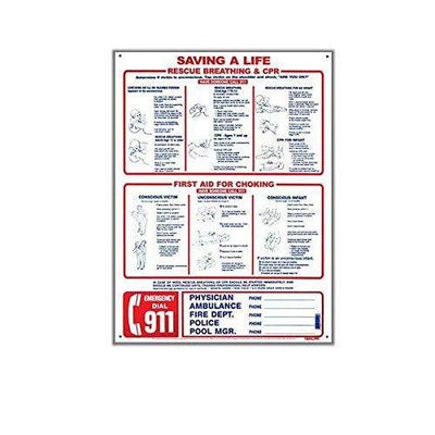 Pool Sign - Rescue Breathing/CPR/Choking 1824CPR