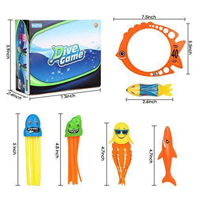 Pool Toys for Kids Diving Torpedo Toy Water Shark Fish Ring Stringy Octopus Water Game Diving & Swimming Training Underwater Summer Toys Gift for toddlers boys and girls age 3-10 8-10 3-5 Years Old