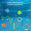 Pool Toys for Kids, Toddler Pool Games with Toy Fish Rings (4 Pcs), Diving Sticks (4 Pcs), Toy Fish (3 Pcs), Pool Toy Plants (3 Pcs) & Pool Gems (12 Pcs), Swimming/ Diving Toys