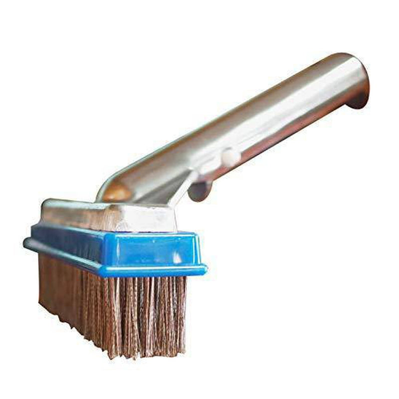 Pooline 5" Pool Brush with 5" Aluminum Back and Handle- Stainless Steel Bristles - Blue Brush Body