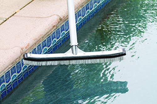 Poolmaster 20173 18-Inch Swimming Pool Brush With Aluminum-Back and Combo Bristles, Premier Collection