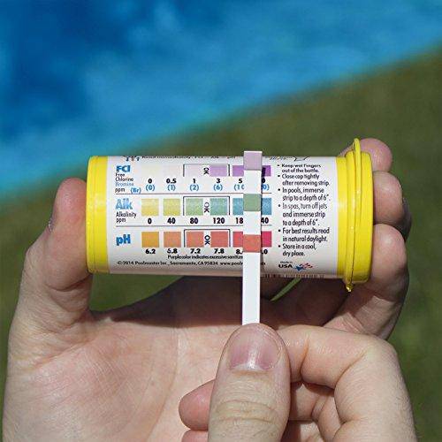 Poolmaster 22211 Smart 4-Way Swimming Pool and Spa Water Chemistry Test Strips, 1 Pack, White and yellow