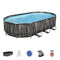 Power Steel 20 x 12 x 4 Foot Above Ground Oval Pool Set w/ Accessory Kit Framed Swimming Pools Swimming Pool Above Ground Pool Pools for Backyard Outdoor Pool Above Ground Pools Backyard Pool