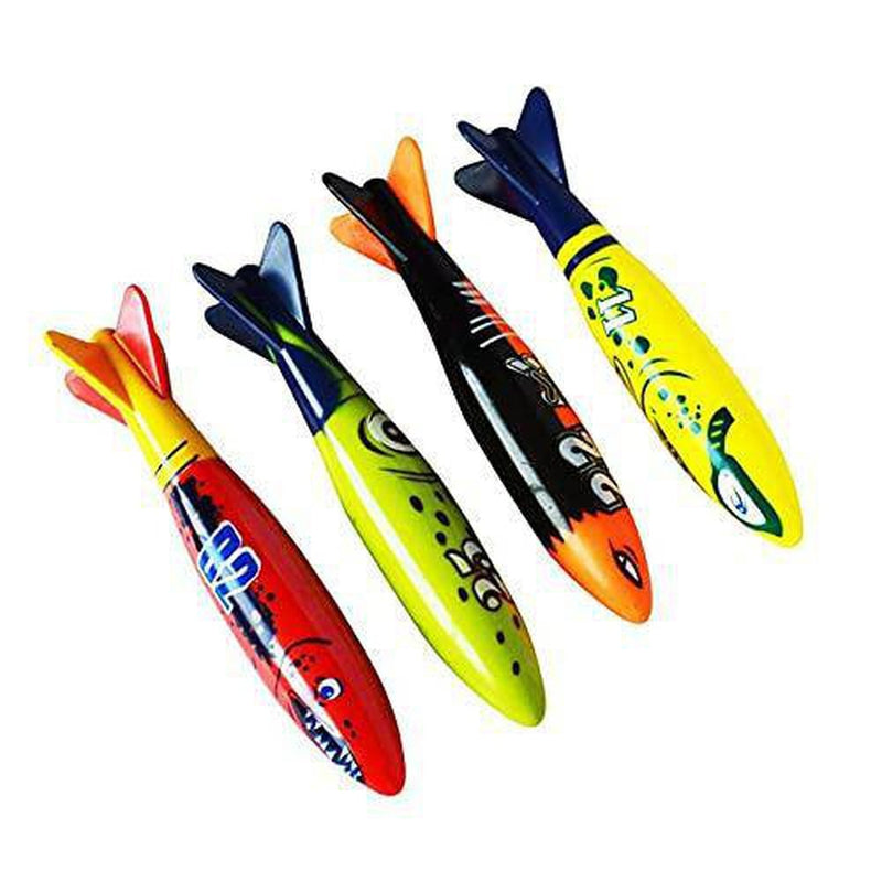 PumShop 4Pcs/Set Diving Torpedo Underwater Swimming Pool Playing Toy Outdoor Sport Training Tool for Baby Kids Swimming Toy