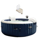 PureSpa 4 Person Inflatable Portable Round Hot Tub and Drink Holder Tray