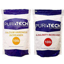 Puri Tech Chemicals 10 lb Calcium Hardness Increaser & 10 lb Alkalinity Increaser Kit for Swimming Pools & Spas Balance Chemical Levels Keep Surfaces & Water Clean
