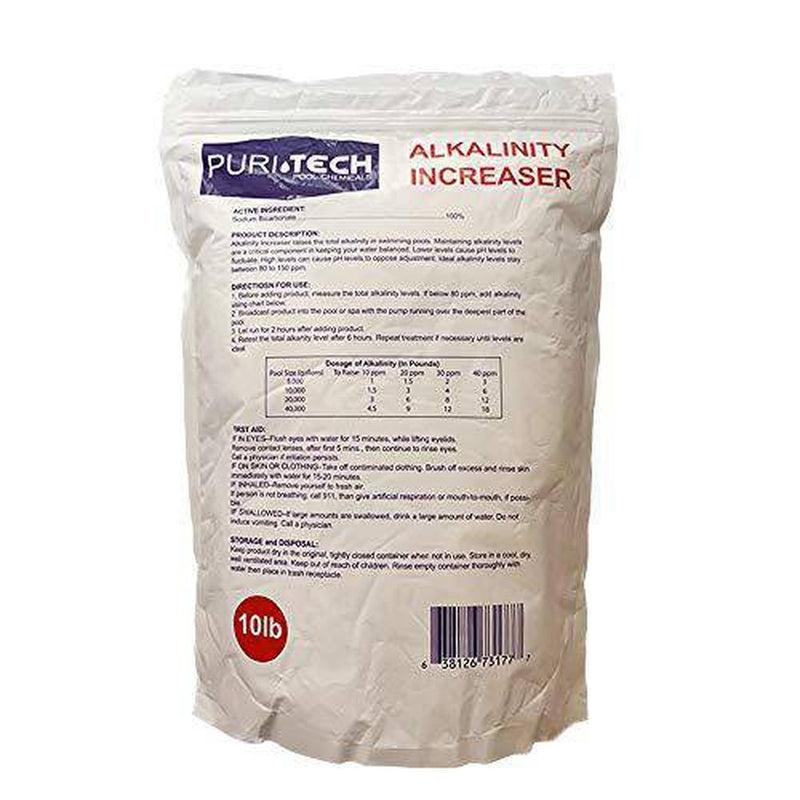 Puri Tech Chemicals 10 lb Calcium Hardness Increaser & 10 lb Alkalinity Increaser Kit for Swimming Pools & Spas Balance Chemical Levels Keep Surfaces & Water Clean