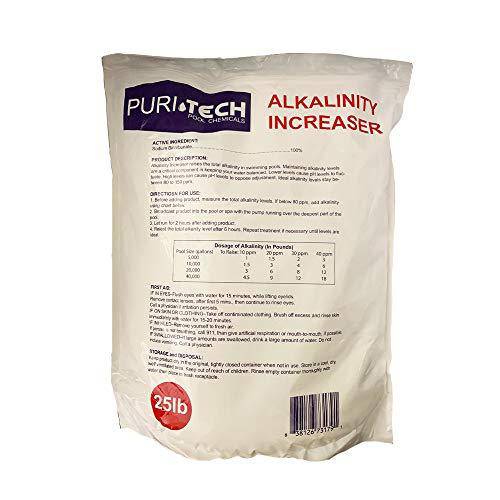 Puri Tech Chemicals 25 lb Calcium Hardness Increaser & 25 lb Alkalinity Increaser Kit for Swimming Pools & Spas Balance Chemical Levels Keep Surfaces & Water Clean