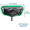 Puri Tech Professional Grade X-Large 23 Inch Heavy Duty Leaf Rake for Swimming Pools and Spas with Black Stiff Nylon 13 Inch Deep Net and Tapered Edge for Easy Scooping