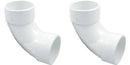 PVC Pipe Fitting, 90 Degree 2" Sweep Elbow 411-9130 - 2 Pack