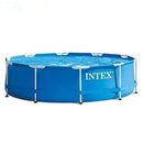 qianyi 305×76 cm Metal Frame Pool Round Frame Above Ground Pool Pond Family Swimming Pool Metal Frame Structure Pool