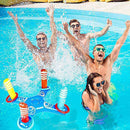 Qikafan Inflatable Ring Toss Pool Game Toys with 4 Pcs Floating Swimming Pool Ring, Multiplayer Water Pool Game Outdoor Kid Family Pool Toys and Water Fun Floats Play Game (Blue)