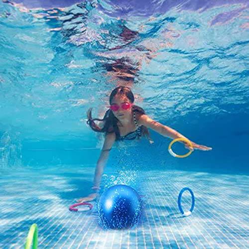 Qinday Swimming Pool Ball, Ball Game for Pool 9 Inch Inflatable Pool Ball with Hose Adapter for Under Water Game Passing, Buoying, Dribbling, Diving and Pool Game for Teens, Kids, or Adults