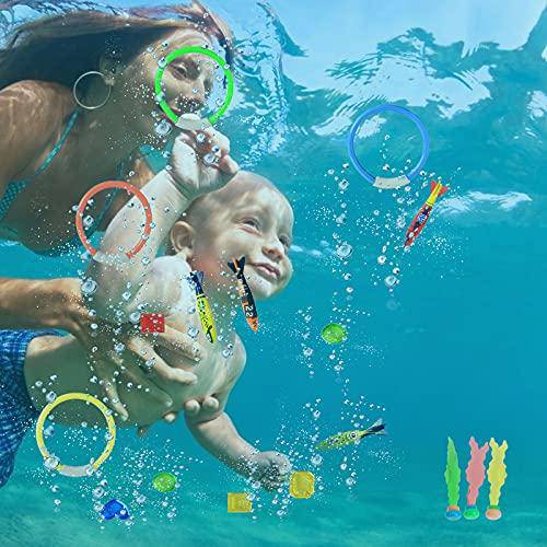 Qyhgba Diving Underwater Swimming Colorful Tank Ring, Underwater Training Toy, Swimming Pool Game for Kids Adults Family Luau Carnival Party Summer Pool Beach Party Supplies (O)