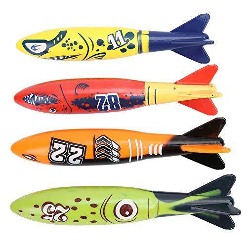 QYSZYG Underwater Torpedo Rocket Toy 4 Pcs Underwater Torpedo Rocket Throwing Swimming Diving Game Summer Toy