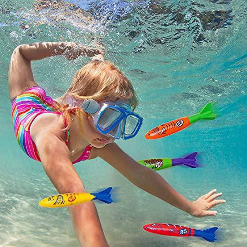 Rainbow Kingdom 32 PCS Pool Diving Toys with Underwater Swimming Diving Pool Toy Rings, Diving Sticks, Toypedo Bandits and Many Other Diving Toys for Kids