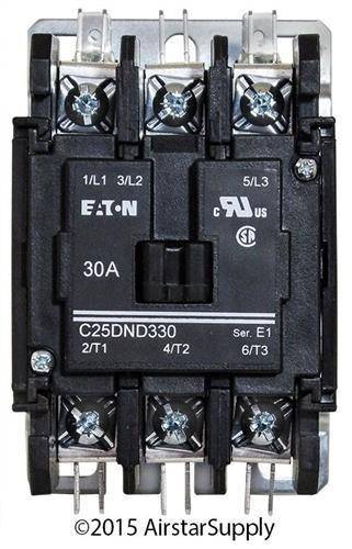 Replacement for Furnas 42BF35AFBBT - Replaced by Eaton/Cutler Hammer C25DND330A 50mm DP Contactor, 3-Pole, 30 Amp, 120 VAC Coil Voltage