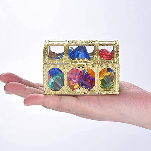 RSPD 10pcs Diamond Set Pirate Toys,Dive Gems Treasure Box Toys,with Old-Fashioned Pirate Chest,Acrylic Material, Colorsful,Suitable for Summer Parties,Pool,Beach,Birthday,Diving