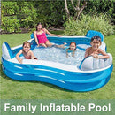 RSQJ Above Ground Inflatable Swimming Pool, Family Pool Lounge Chair, Baby Paddling Pool, Metal Frame Structure Pool Easy Set UpBlow Up Pool for Adults Kids