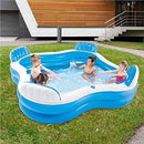 RSQJ Above Ground Inflatable Swimming Pool, Family Pool Lounge Chair, Baby Paddling Pool, Metal Frame Structure Pool Easy Set UpBlow Up Pool for Adults Kids