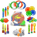 Scientoy Diving Pool Toys, 34 PCS Pool Toys for Teens&Adults Underwater Swimming Games with Pool Torpedo, Diving Rings, Storage Bag, Diving Training Gifts for Kids Pool&Summer Party Outdoor Activities