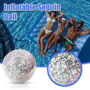 Sequins Beach Ball Jumbo Pool Toys Balls Glitters Inflatable Clear Beach Ball Swimming Pool Water Beach Toys Outdoor Summer Party Favors for Kids Adults