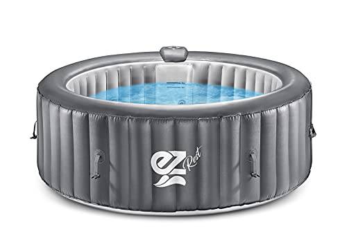 SereneLife Outdoor Portable Hot Tub - 71" x 25'' 4-Person Round Inflatable Heated Pool Spa with 100 Bubble Jets, Filter Pump, Cover, LED Lights, and Remote Control