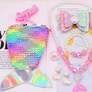 Shiny Fishtail Shell Necklace Ring Bracelet Set Girl Gift Small Princess Jewelry Shiny Fishtail Shell Necklace