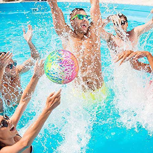 signmeili Swimming Pool Ball, Rainbow Inflatable Ball, 9 Inch Swimming Pool Ball with Hose Adapter Fills with Water for Underwater Passing Dribbling