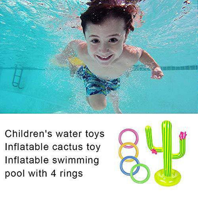 SIZHINAI Inflatable Pool Ring Toss Games Toys Swimming Pool Cactuses Toy Floating Swimming Pool Game Throwing Game for Kids Adults Family Summer