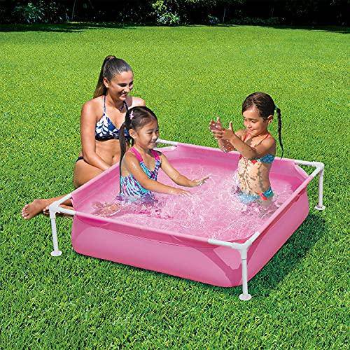 Small Plastic Frame 4ft x 4ft x 12in Kiddie Swimming Pool, Pink Framed Swimming Pools Swimming Pool Above Ground Pool Pools for Backyard Outdoor Pool Above Ground Pools Backyard Pool Frame Pool
