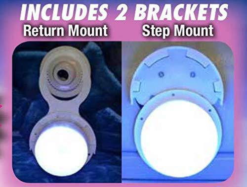 Smart Lite LED underwater pool light. Mounts to pool stairs, steps and deck or floating