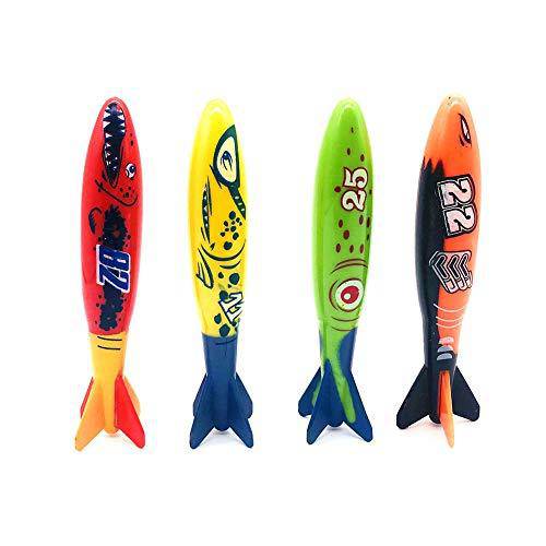 SoundsBeauty Display Mold,Seaweed for Children Kids, Siwimming Pool Dive Ring Torpedo Underwear Diving Toys Outdoor Toys 4Pcs Diving Torpedo