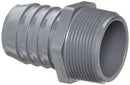 Spears 1436 Series PVC Tube Fitting, Adapter, Schedule 40, Gray, 1-1/2" Barbed x NPT Male
