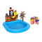 Sukaly Inflatable Swimming Pool with Sprinkler, Pirate Ship Fishing Pond Outdoor Thicken Round Swimming Pool for Kids and Adults PVC Padding Pool for Garden 55.1251.240.94in