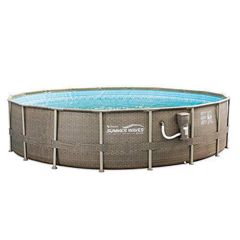 Summer Waves 18ft x 48in Elite Frame Swimming Pool with Exterior Wicker Print