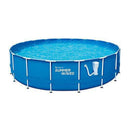 Summer Waves Active 18 Foot Metal Frame Outdoor Backyard Above Ground Swimming Pool Set with Filter Pump, Ladder, Ground Cloth, Cover, and Maintenance Kit