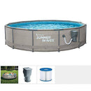 Summer Waves Active Metal Frame 12 Foot x 33 Inch Round Above Ground Swimming Pool Set with Filter Pump and Type D Filter Cartridge, Gray Rattan