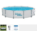 Summer Waves Elite 12 Foot x 30 Inch Metal Frame Outdoor Backyard Above Ground Swimming Pool Set with Filter Pump, Type D Cartridge, and Repair Patch